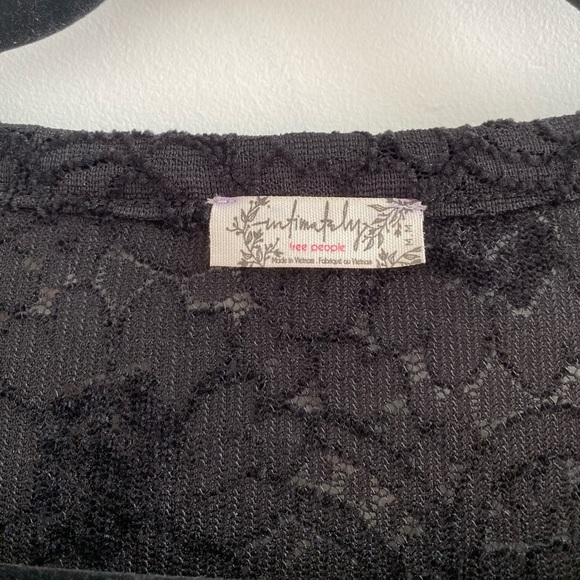 Free People Intimately Black Cloud Ride Notch Lace Long Sleeve Top Size M - Picture 8 of 12
